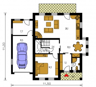 Floor plan of ground floor - KLASSIK 149